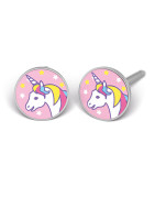 Kit de perçage oreilles + boucles d'oreilles acier chirurgical Licorne acrylique