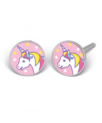 Kit de perçage oreilles + boucles d'oreilles acier chirurgical Licorne acrylique