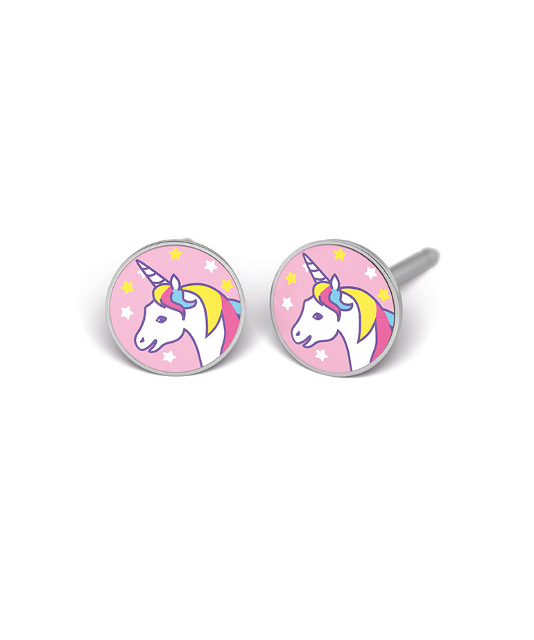 Kit de perçage oreilles + boucles d'oreilles acier chirurgical Licorne acrylique
