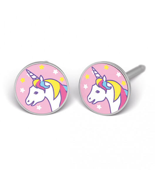 Kit de perçage oreilles + boucles d'oreilles acier chirurgical Licorne acrylique
