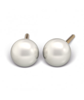Kit de perçage oreilles + boucles d'oreilles acier chirurgical doré Perle blanche 5mm
