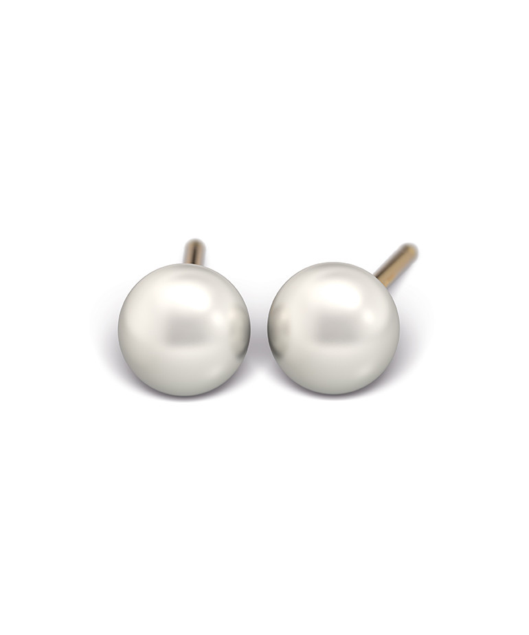 Kit de perçage oreilles + boucles d'oreilles acier chirurgical doré Perle blanche 5mm