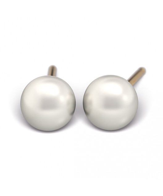 Kit de perçage oreilles + boucles d'oreilles acier chirurgical doré Perle blanche 5mm
