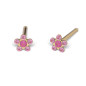 Kit de perçage oreilles + boucles d'oreilles acier chirurgical doré Daisy cœur fuchsia