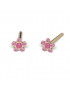 Kit de perçage oreilles + boucles d'oreilles acier chirurgical doré Daisy cœur fuchsia