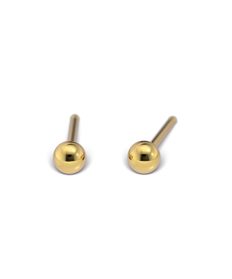 Kit de perçage oreilles + boucles d'oreilles acier chirurgical doré Boule 3mm