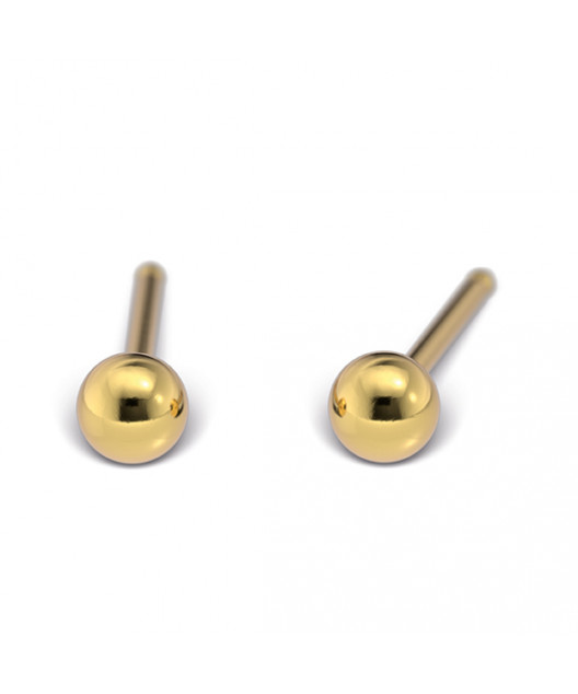 Kit de perçage oreilles + boucles d'oreilles acier chirurgical doré Boule 3mm