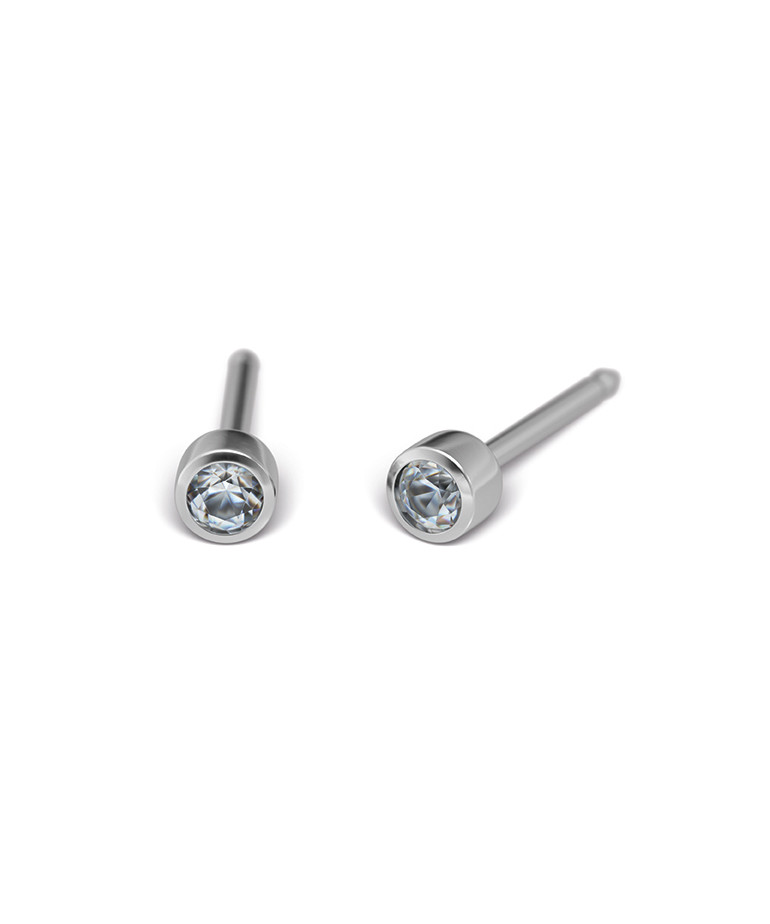Kit de perçage oreilles + boucles d'oreilles acier chirurgical cristal serti 2mm