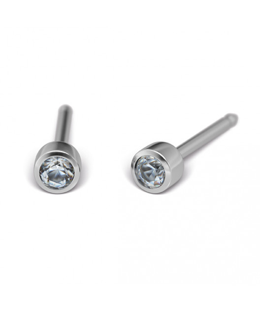 Kit de perçage oreilles + boucles d'oreilles acier chirurgical cristal serti 2mm