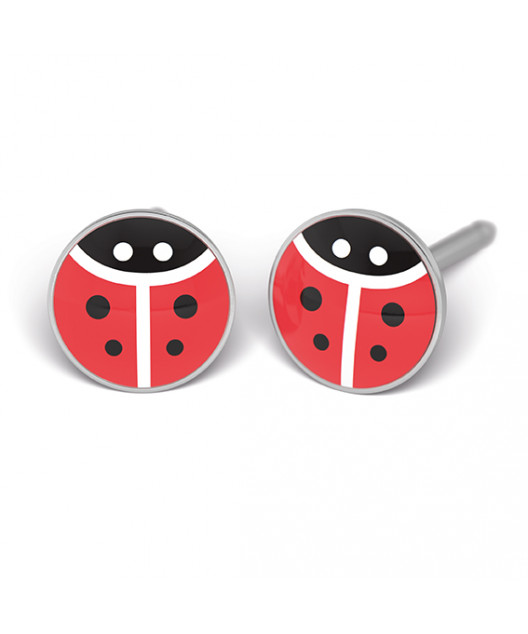 Kit de perçage oreilles + boucles d'oreilles acier chirurgical Coccinelle acrylique