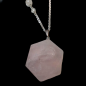 Pendentif Quartz rose Héxagonal Argent 925 avec chaine