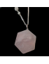 Pendentif Quartz rose Héxagonal Argent 925 avec chaine