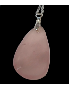 Pendentif Quartz rose avec bélière sur chaine