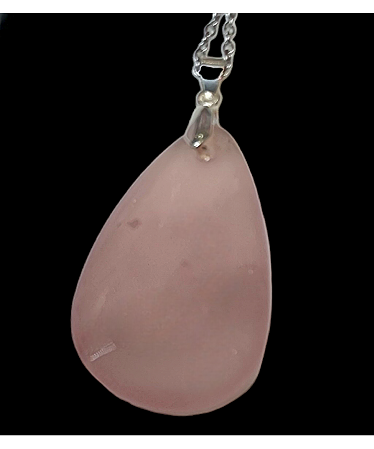 Pendentif Quartz rose avec bélière sur chaine