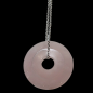 Pendentif Quartz rose Donut avec chaine