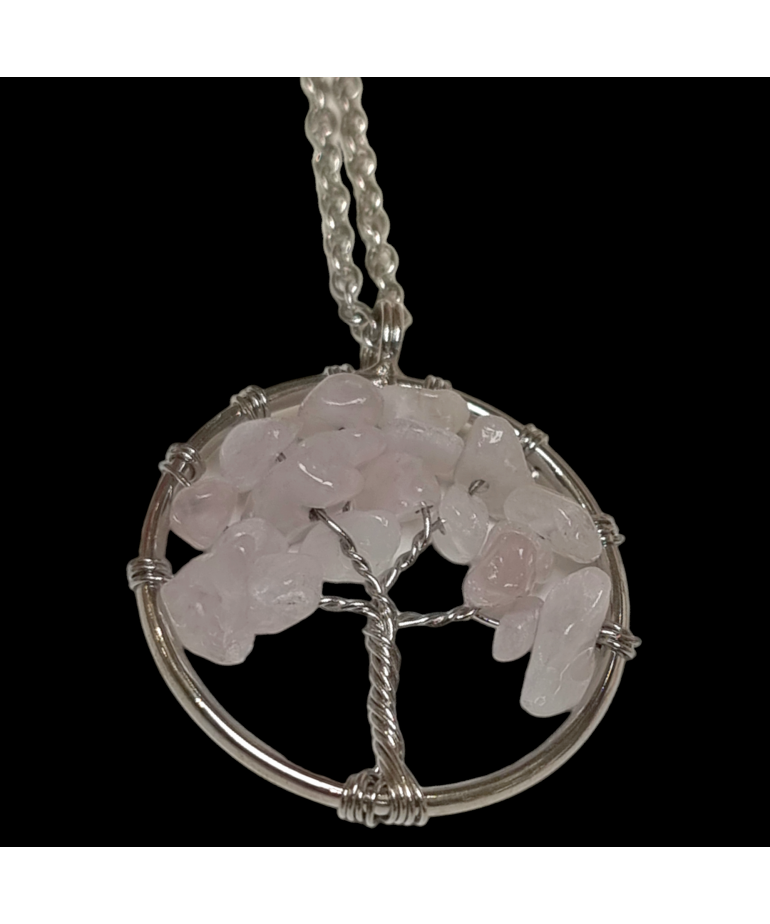 Pendentif Quartz rose Arbre de vie