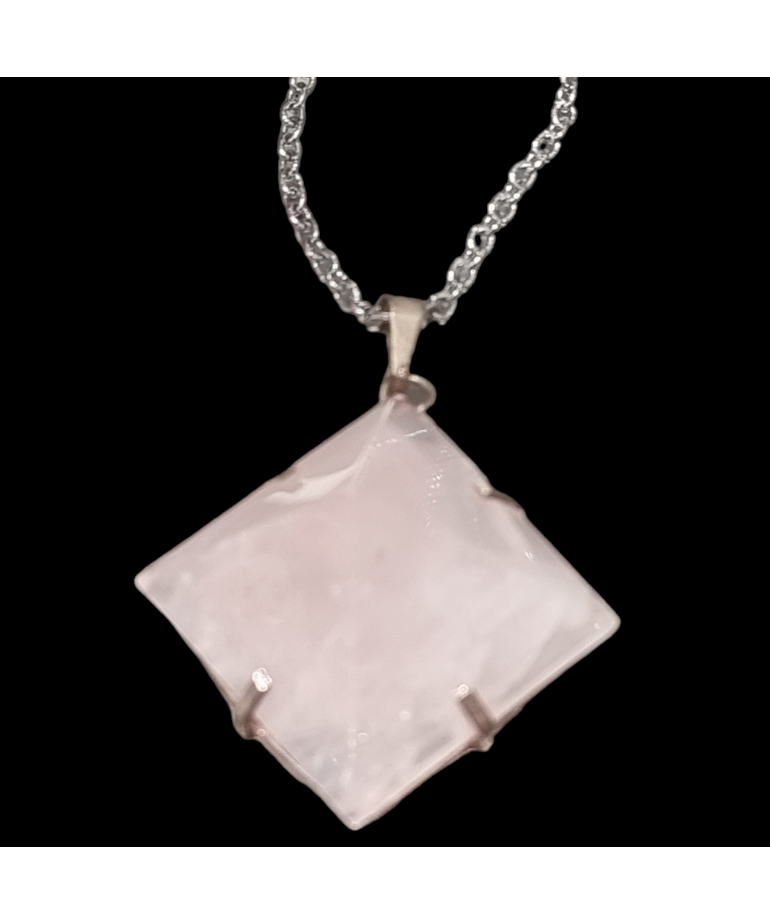 Pendentif Quartz rose Pyramide avec chaîne