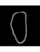 Collier Quartz rose Pierres rondes 8mm sur cordon noué