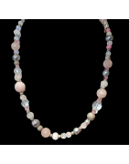 Collier Quartz rose pierres rondes et inserts billes