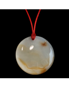 Pendentif Agate du Botswana rond sur cordon réglable