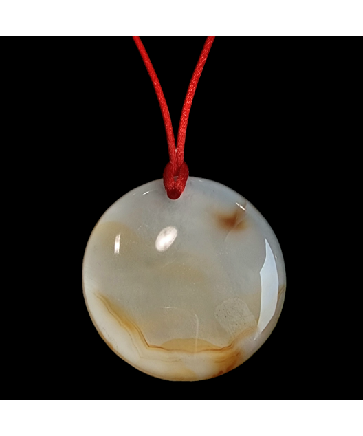 Pendentif Agate du Botswana rond sur cordon réglable