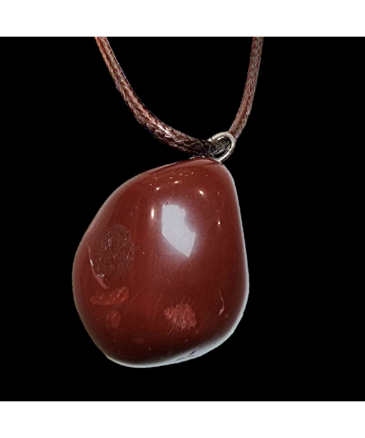 Pendentif Jaspe rouge sur cordon réglable