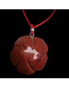 Pendentif Jaspe rouge sur cordon réglable