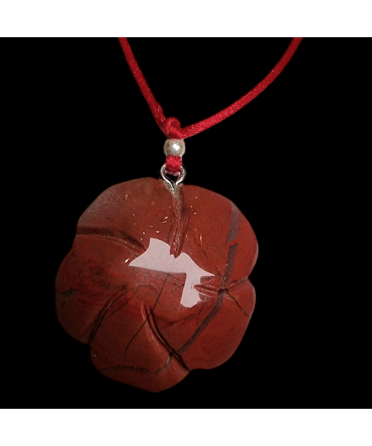 Pendentif Jaspe rouge sur cordon réglable