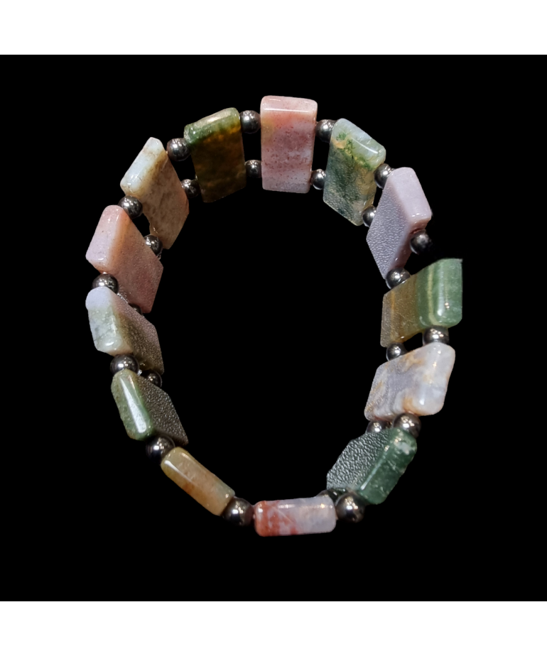 Bracelet Agate mousse lamelles