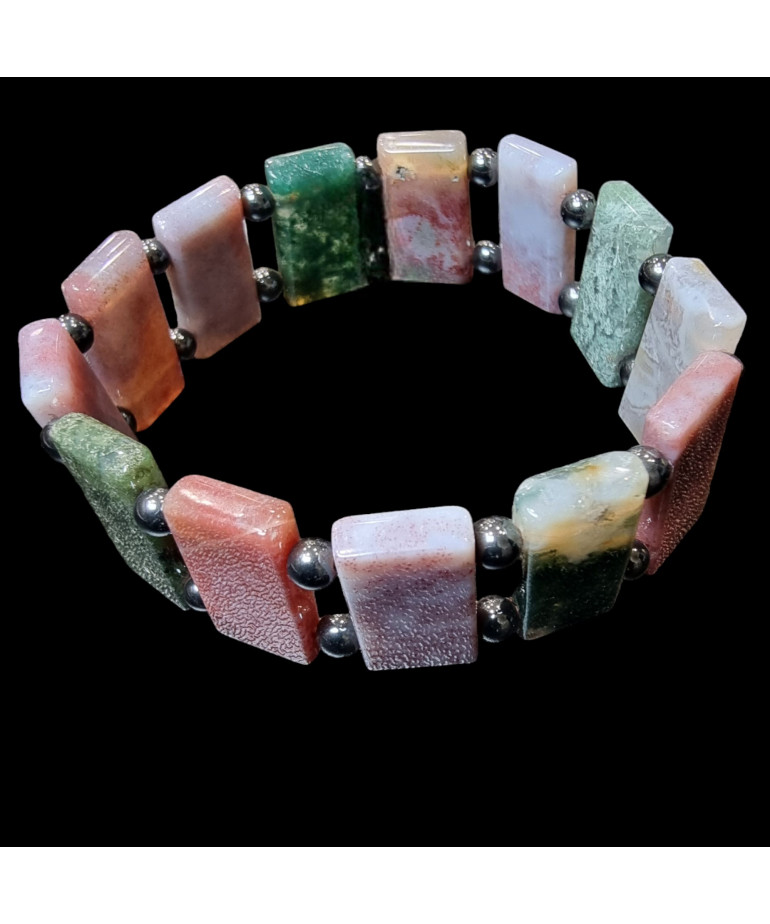 Bracelet Agate mousse lamelles