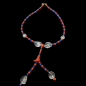 Collier Cristal de roche & pierres rondes Jaspe rouge et Lapis-lazuli