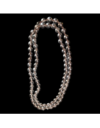 Collier Quartz fumé pierres rondes sur cordon noué