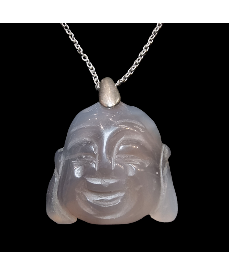 Pendentif Quartz fumé Tête de Bouddha