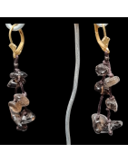 Boucles Quartz fumé dorées