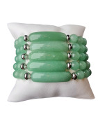 Bracelet Aventurine verte avec plaque pierres rondes 8mm