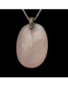 Pendentif Quartz rose avec bélière avec chaine