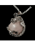 Pendentif Quartz rose "Œuf de dragon" avec chaine