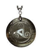 Pendentif Obsidienne noire dorée Triskel