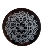Disque de rechargement Obsidienne noire miroir Mandala Floral 7cm