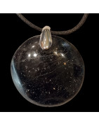 Pendentif Tourmaline noire rond sur cordon