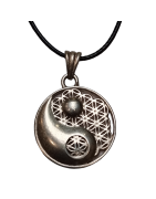 Pendentif Yin & Yang Métal argenté sur cordon