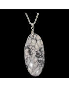 Pendentif Pinolite ovale sur chaîne