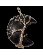 Pendentif Onyx Lune Arbre acier