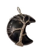 Pendentif Onyx Lune Arbre acier