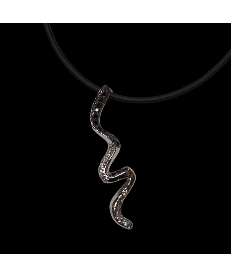 Pendentif Serpent Argent 925 sur cordon silicone