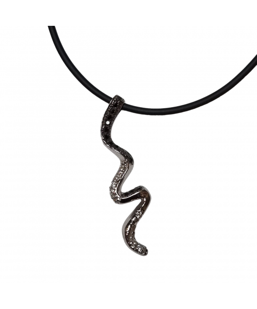 Pendentif Serpent Argent 925 sur cordon silicone