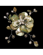 Broche Nacre et Perles Fleur