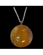 Pendentif Jaspe Mokaïte rond sur chaîne