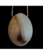 Pendentif Agate du Botswana sur chaîne