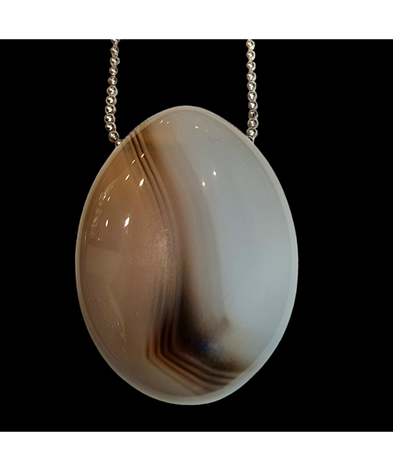 Pendentif Agate du Botswana sur chaîne